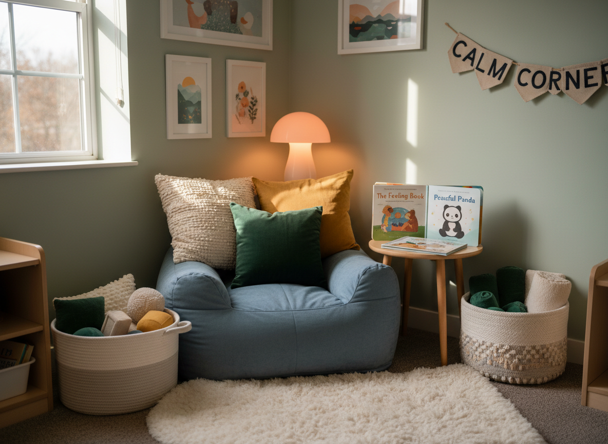 A cozy corner gives students a place to reset